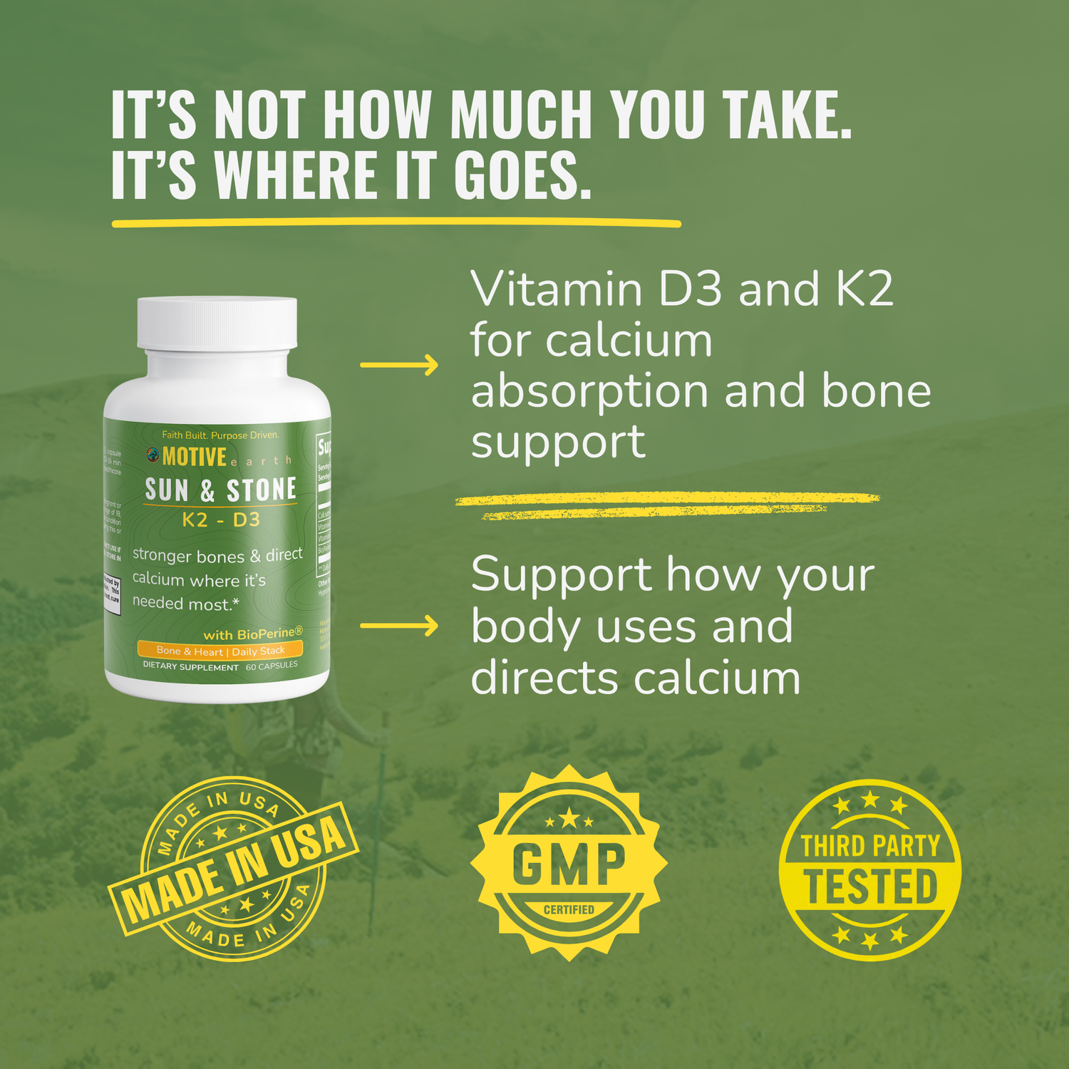 Sun & Stone — Calcium + D3 + K2 Support