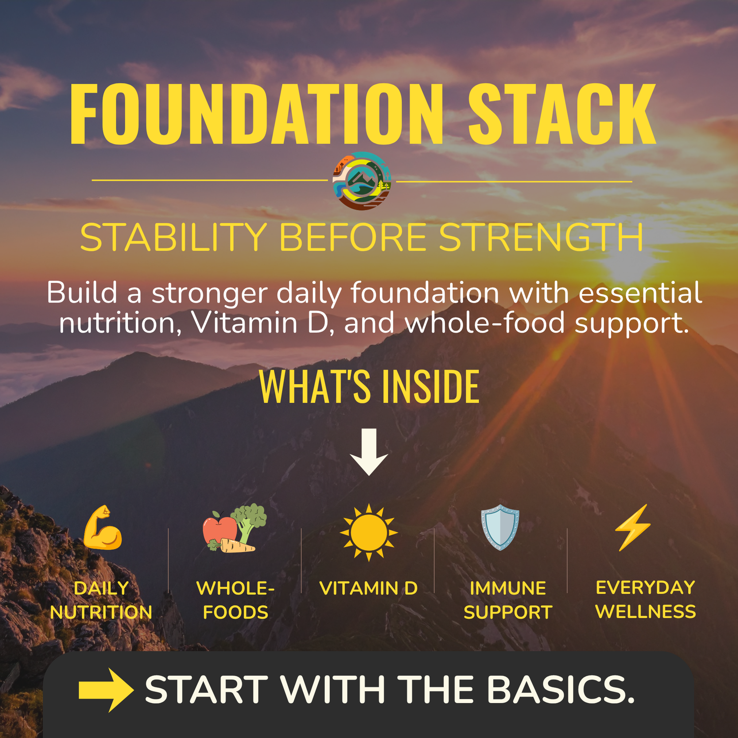 Foundation Stack | Daily Vitamins, D3 & Whole-Food Nutrition
